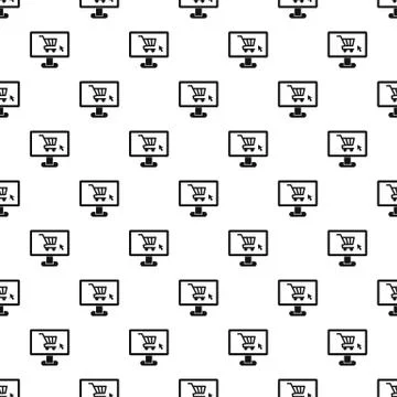 Purchase at online store through computer pattern 스톡 일러스트
