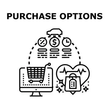 Purchase options determining buying strategy and making decisions Stock Illustration