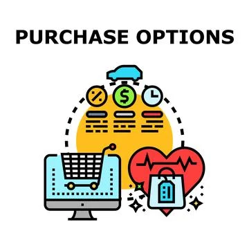 Purchase options determining buying strategy and making decisions Stock Illustration