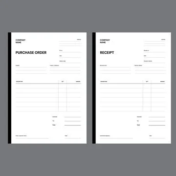 Purchase Order and Receipt Blank Form Template Stock Illustration