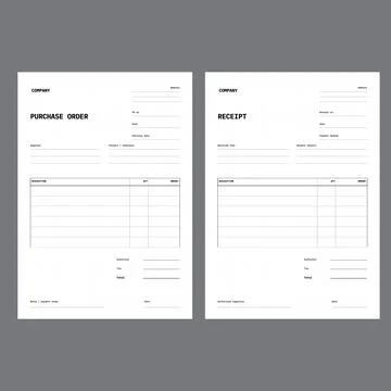Purchase Order and Receipt Form Template Stock Illustration