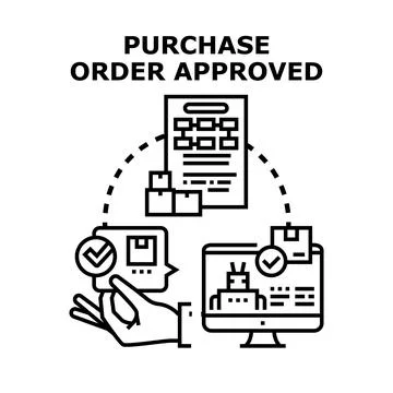 Purchase order approval managing digital business commerce process 库存插图