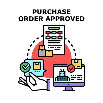 Purchase order approval managing digital business commerce process Stock Illustration