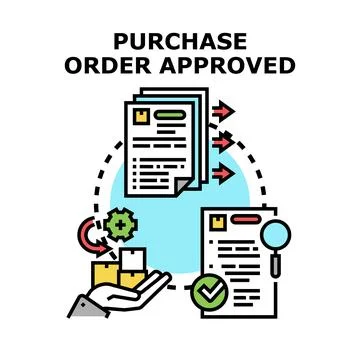 Purchase order approved document process concept Stock Illustration