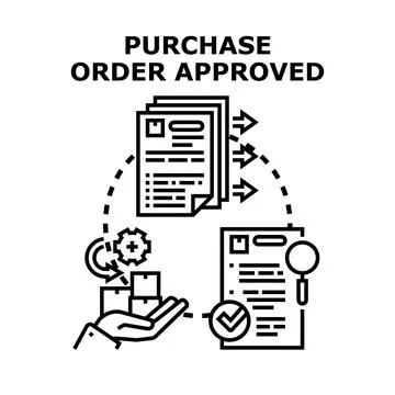 Purchase order approved document process concept Stock Illustration