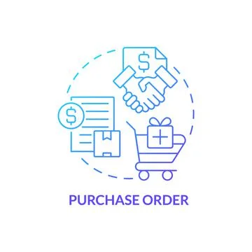Purchase order blue gradient concept icon Illustrazione stock