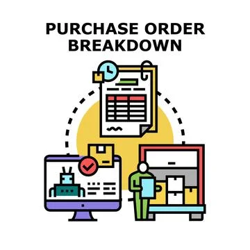 Purchase order breakdown process with inventory management Stock Illustration