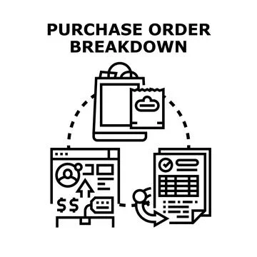 Purchase order breakdown process vector illustration Stock Illustration