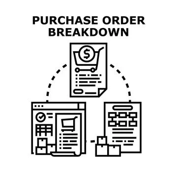 Purchase order breakdown workflow concept illustration イラスト素材
