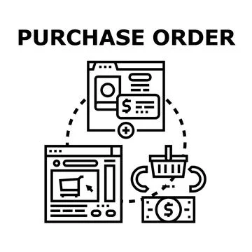 Purchase order creating buying process icon concept Stock Illustration