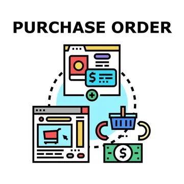 Purchase order creating buying process icon concept Stock Illustration