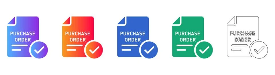 Purchase Order Icon Set with Gradient and Line Art Stock-Illustration