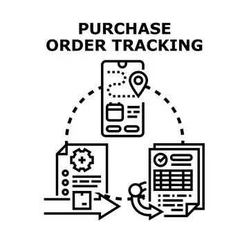 Purchase order tracking and delivery management process Stock Illustration