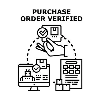 Purchase order verification concept with online checkout Stock Illustration