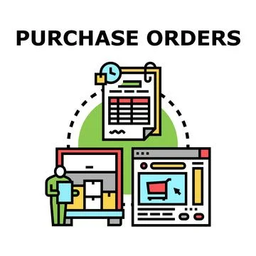 Purchase orders processing and supply chain management Stock Illustration