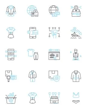 Purchase path linear icons set. Browse, Search, Compare, Evaluate, Analyze Stock Illustration