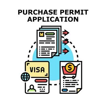Purchase permit application process and documentation concept Stock Illustration
