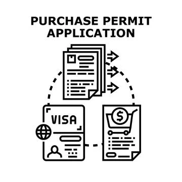 Purchase permit application process and documentation concept Stock Illustration