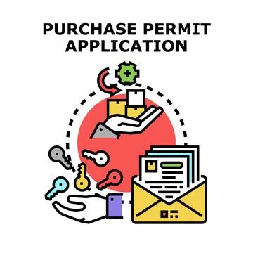 Purchase permit application processing concept vector Stock Illustration