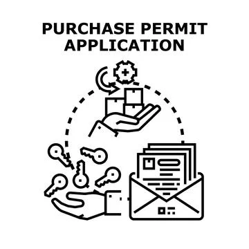 Purchase permit application processing concept vector Stock Illustration