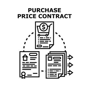 Purchase price contract document agreement concept Stock Illustration