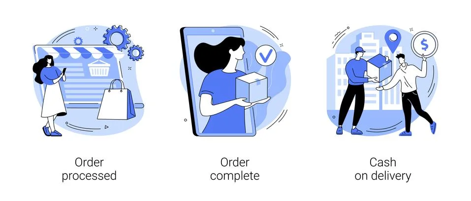 Purchase process abstract concept vector illustrations. Ilustración de archivo