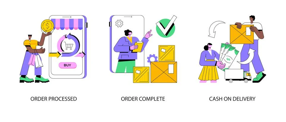 Purchase process abstract concept vector illustrations. Stock Illustration