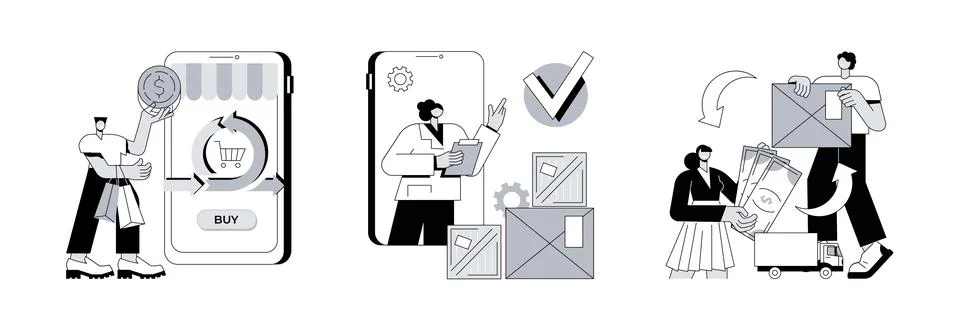 Purchase process abstract concept vector illustrations. 스톡 일러스트