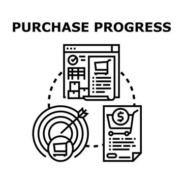 Purchase progress concept achieving online shopping goals Stock Illustration