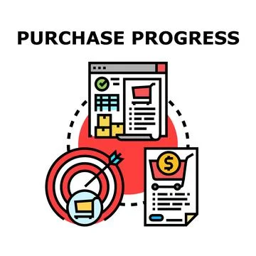 Purchase progress concept achieving online shopping goals Stockillustratie