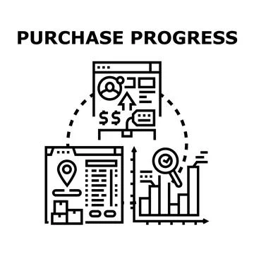 Purchase progress concept displaying online buying process Stock Illustration