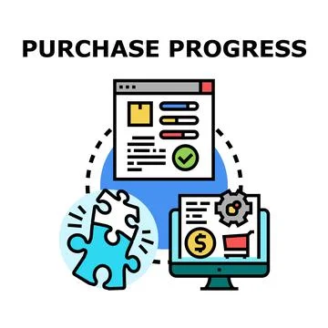 Purchase progress concept displaying online order fulfillment Stock Illustration