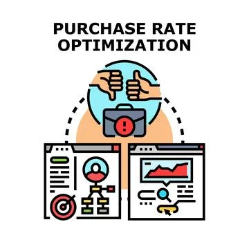 Purchase rate optimization strategy improving business conversion rate Stock Illustration
