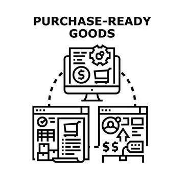 Purchase ready goods concept for digital commerce operations Stock Illustration