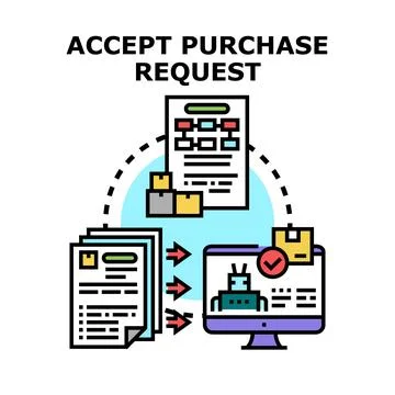 Purchase request accepting process automation workflow concept Stock Illustration