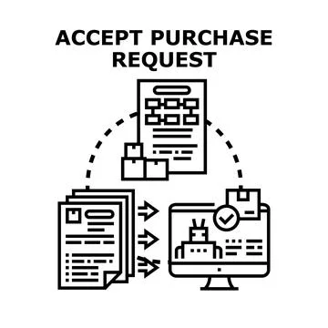 Purchase request accepting process automation workflow concept Stock Illustration