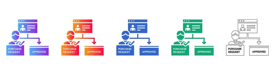 Purchase Request Approval Workflow Icons Stock Illustration