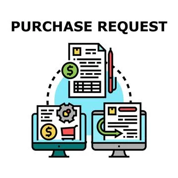 Purchase request management system process document Stock Illustration