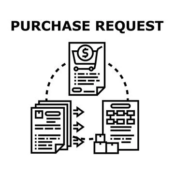 Purchase request order processing and fulfillment workflow Stock Illustration