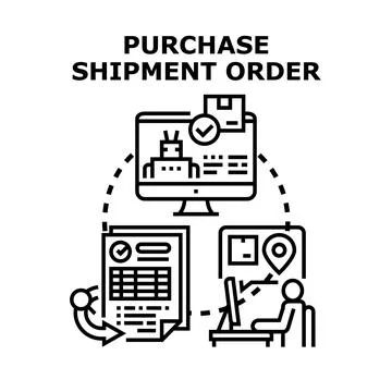 Purchase shipment order process for logistics management 스톡 일러스트
