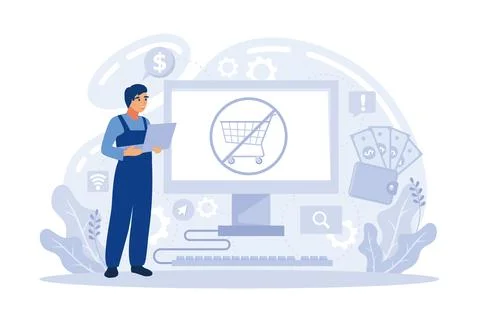 Purchase status. Order shipped, customer account, personal data, order clos.. Illustrazione stock