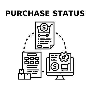 Purchase status tracking and order monitoring process Stock Illustration