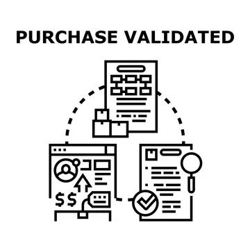 Purchase validated concept with order processing and delivery Illustrazione stock