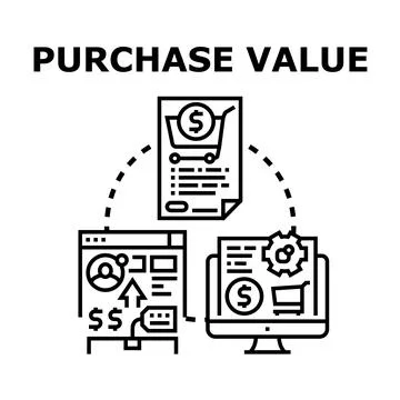Purchase value concept illustrating consumer acquisition Stock Illustration