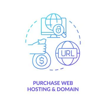 Purchase web hosting and domain blue gradient concept icon Stock Illustration