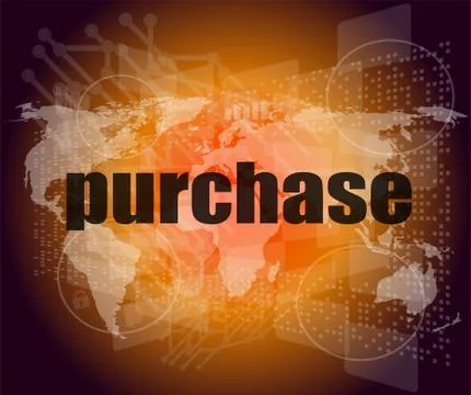 Purchase words on digital touch screen interface - business concept Stock Illustration