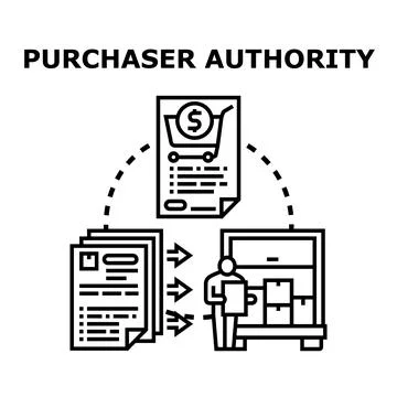 Purchaser authority managing documentation and order fulfillment process Stock Illustration