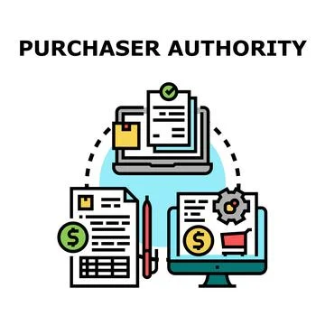 Purchaser authority validating online buying process concept Stock Illustration