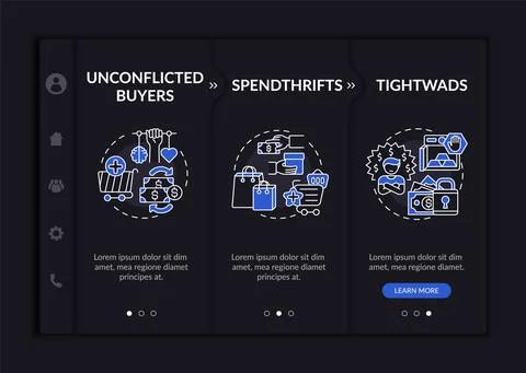 Purchasers types onboarding vector template Stock Illustration