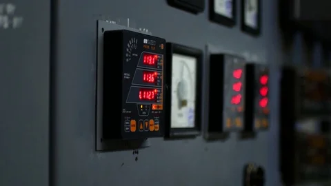 Purchases at power plants. Computing cabinets in the factory. Different devices Stock Footage 83065933